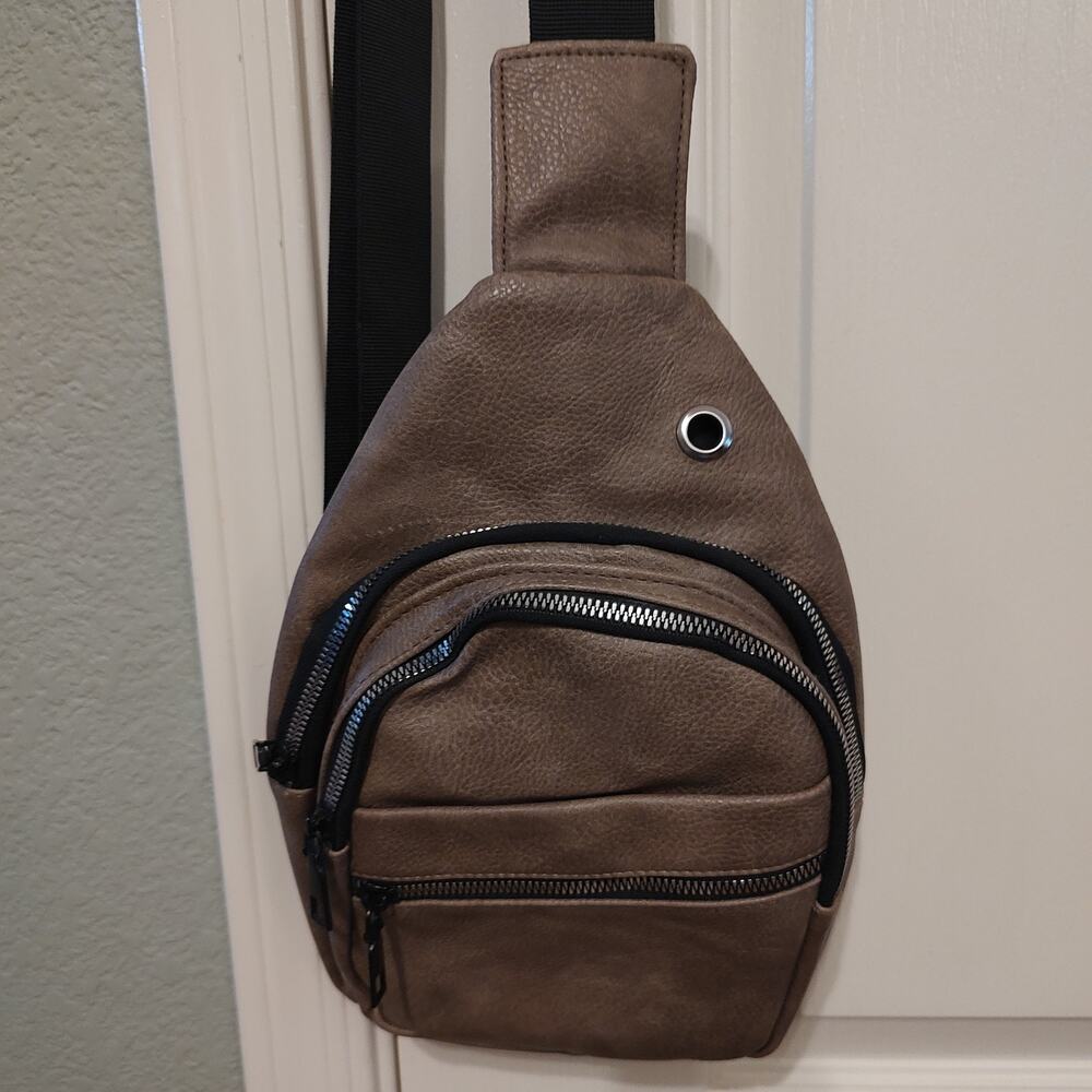 Brown Sling Bag with Zipper Pockets - Stylish and Functional